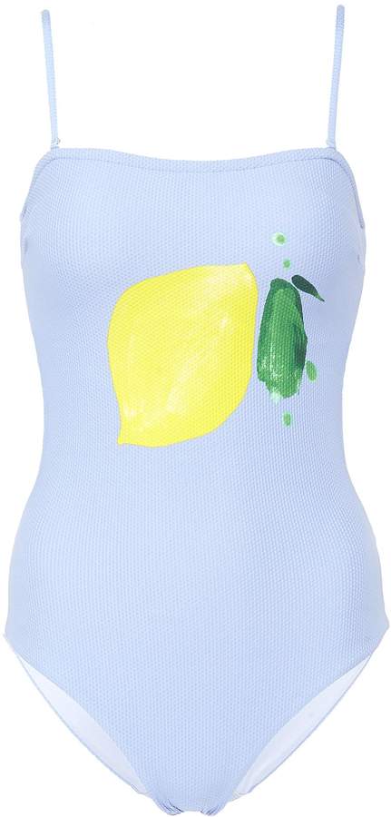 'Estelle' cutout back lemon print one-piece swimsuit
