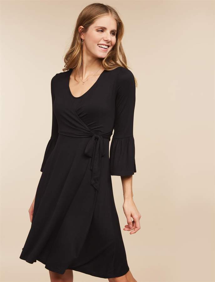 Motherhood Maternity Pull Down Flutter Sleeve Nursing Dress