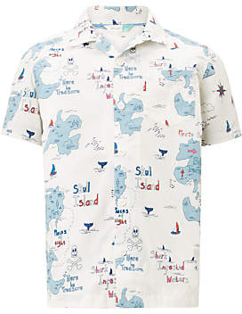Boys' Map Print Shirt, Cream