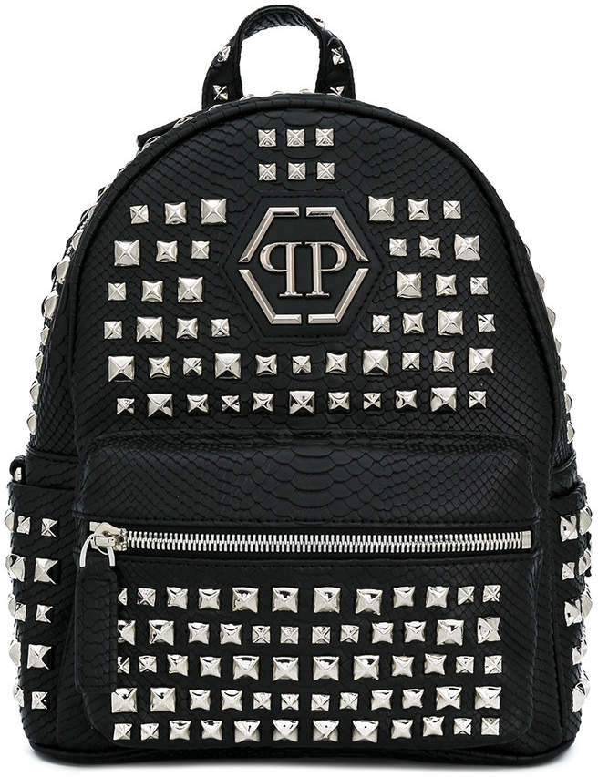Philipp Plein Junior logo studded backpack