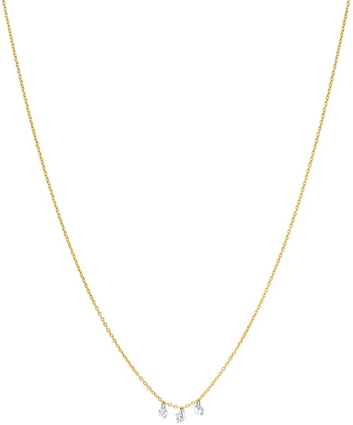 Aerodiamonds AeroDiamonds 18K Yellow Gold Round & Princess-Cut Diamond Trio Necklace, 16