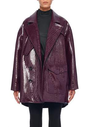 Tibi Croc Embossed Patent Oversized Half Coat Tibi Croc Embossed Patent Oversized Half Coat