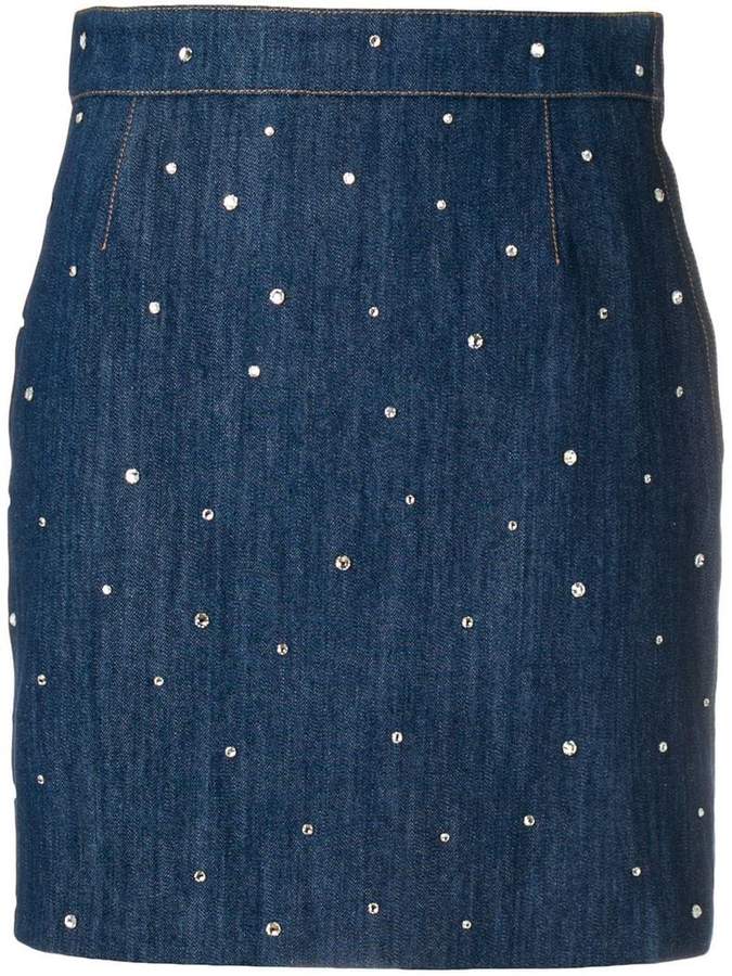 embellished denim mini skirt