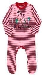 My First Christmas Striped Sleepsuit