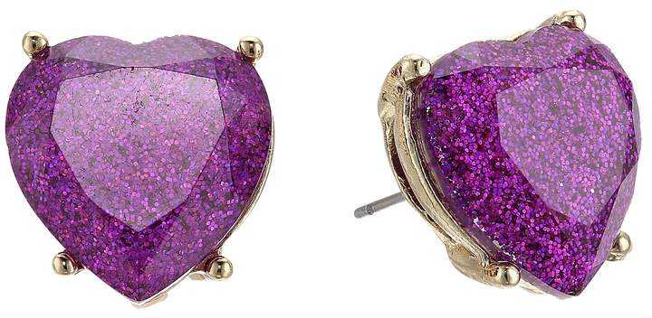 Purple Sparkle Heart Stud Earrings Earring