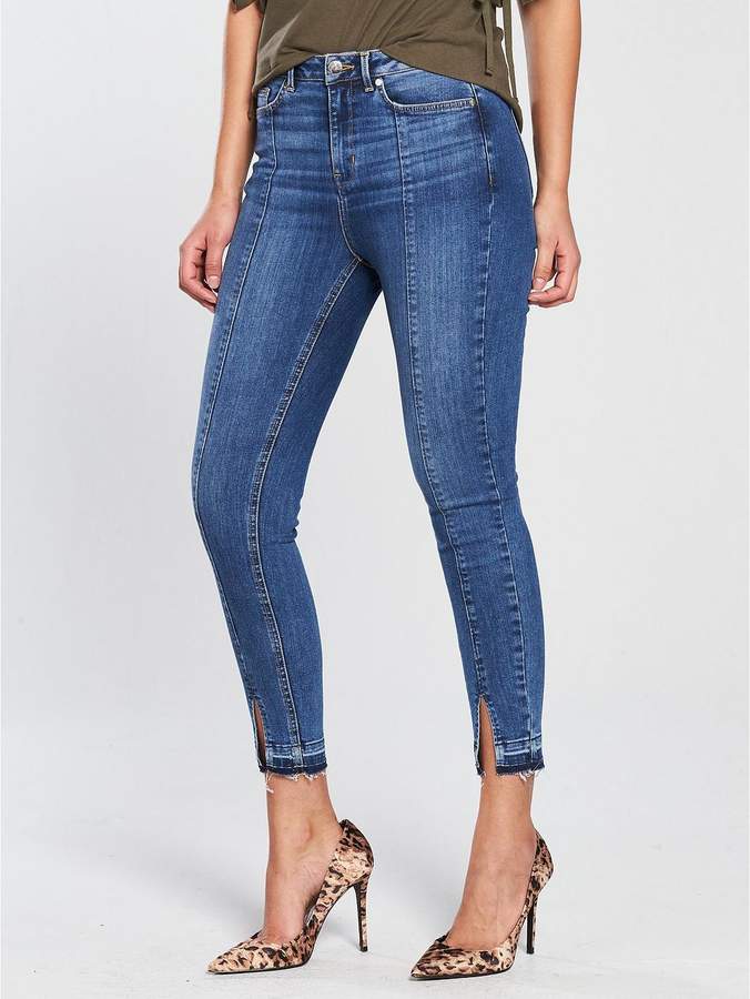 Ella High Waisted Seam Front Skinny Jeans - Mid Wash