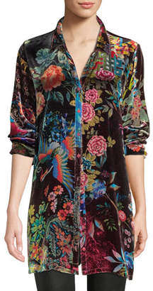 Johnny Was Dream Floral-Print Velvet Easy Tunic