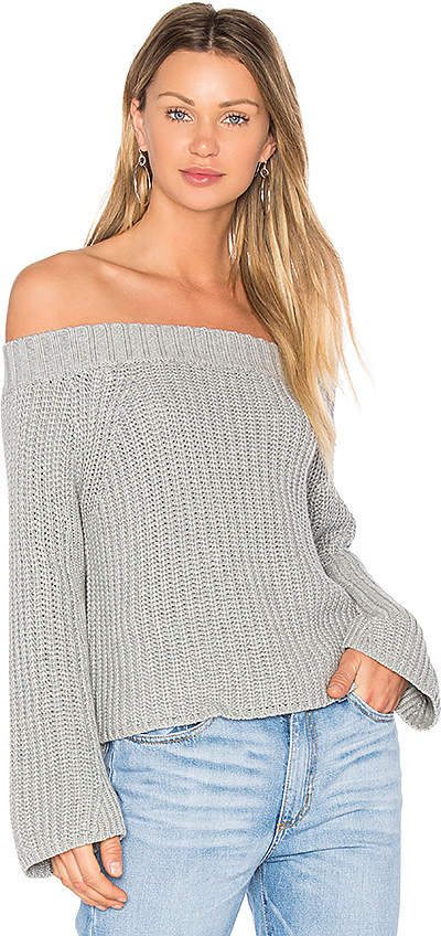 Off The Shoulder Sweater in Gray
