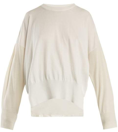 Contrast-panel cotton-blend sweater