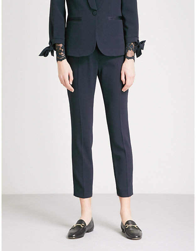 Tapered high-rise crepe trousers