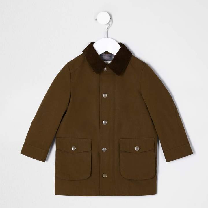 Mini boys Brown cord collar mac coat