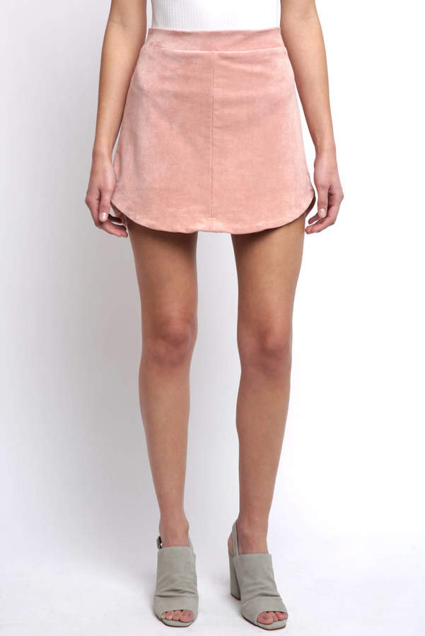 Abbeline Ultra Suede Shirttail Hem Mini Skirt