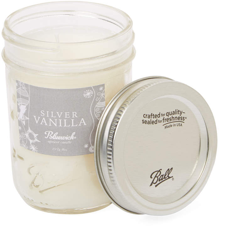 Bluewick Home Fragrance Holiday Mason Jar Silver Vanilla Candle (8 OZ)