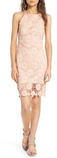  High Neck Lace Body-Con Dress