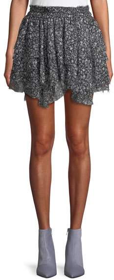 Tiered Ruffle Stars Silk Mini Skirt