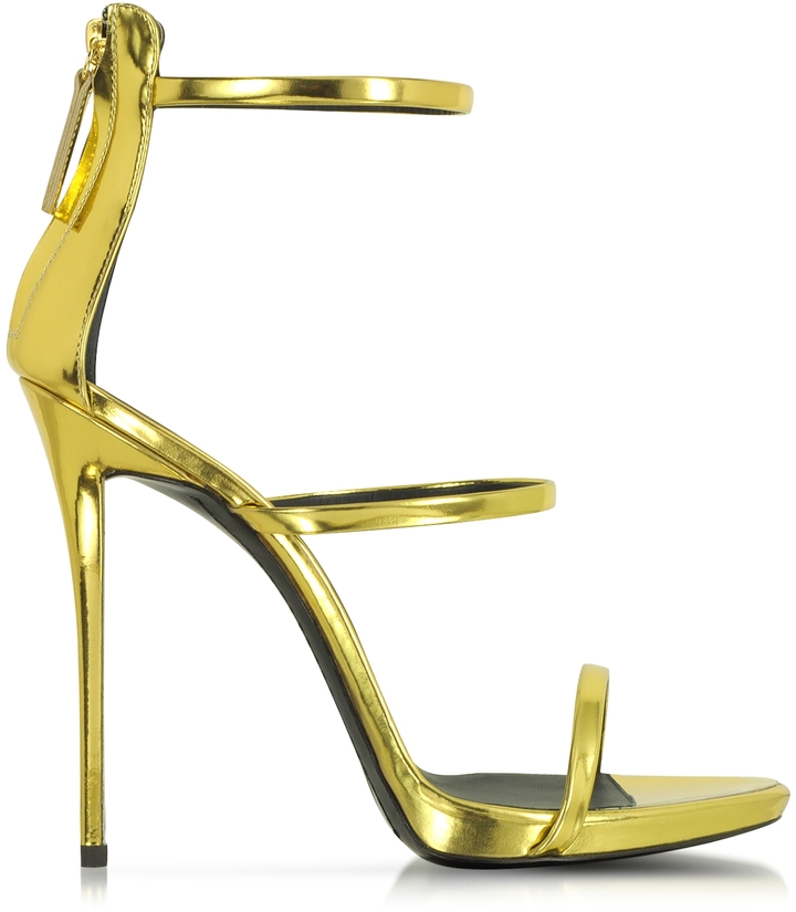 Giuseppe Zanotti Gold Metallic Leather Sandal - ShopStyle
