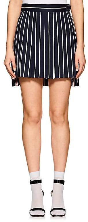 Women's Pleated Striped Wool-Cotton Skirt