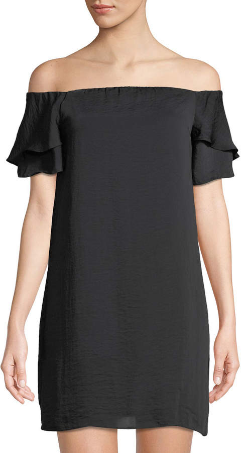 Fourteenth Place Off-the-Shoulder Ruffled-Sleeve Dress