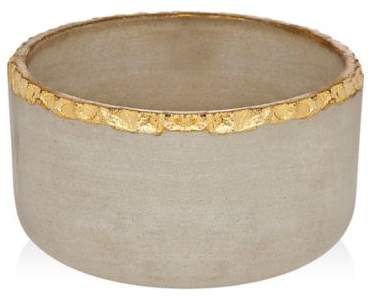 Large Stone Bowl With Gold Edge