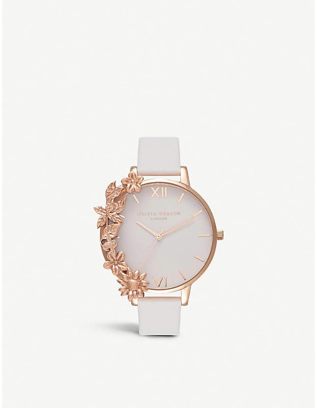 Rose-gold and leather watch