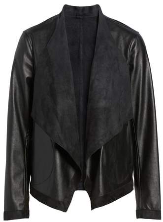 Teagan Reversible Faux Leather Drape Front Jacket