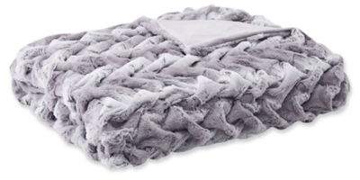  Faux Fur Oversized Throw Blanket in Grey
