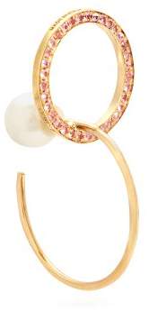 Sapphire, pearl & yellow-gold single earring