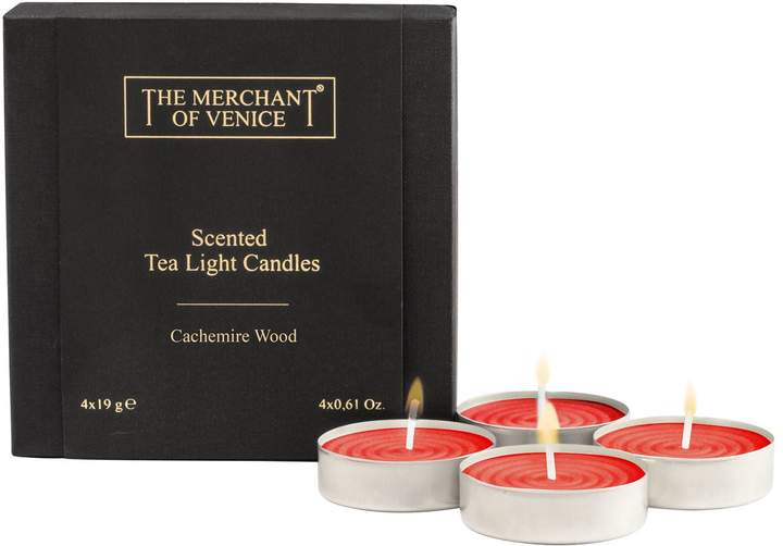 The Merchant Of Venice Cachemire Wood Tea Lights (Set of 4), Black