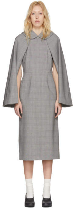 Black and White Wool Glen Check Dress