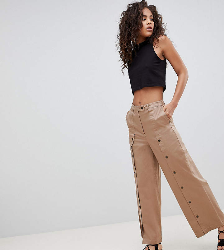 Tall DESIGN Tall wide leg pants with button front