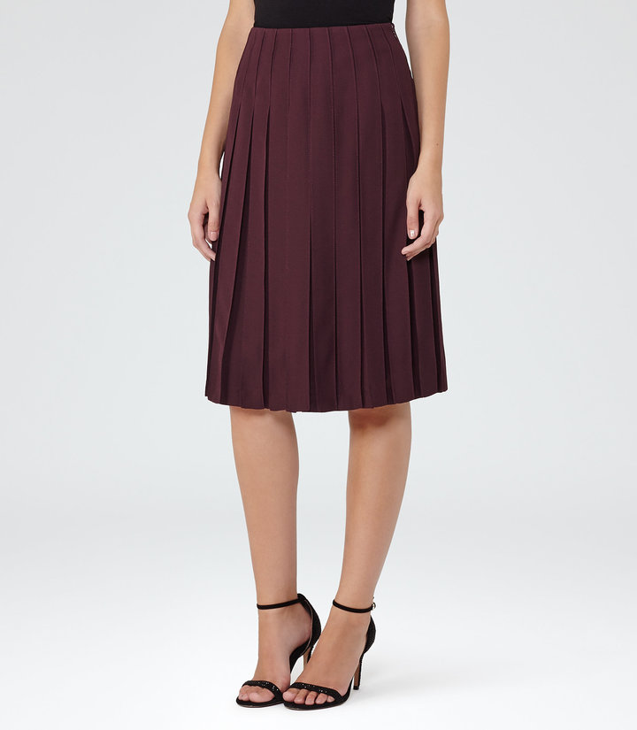 Reiss Selina - Womens Pleated Midi Skirt in Red - ShopStyle.co.uk