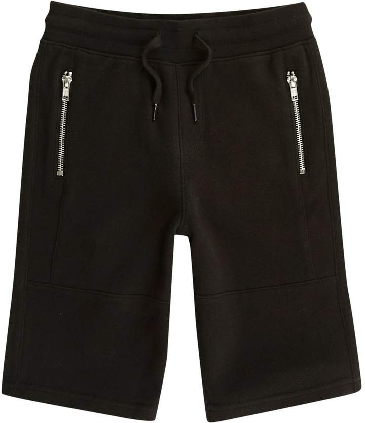 Boys Black pique zip pocket shorts