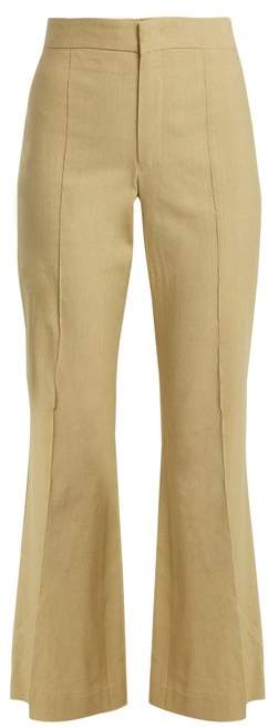 Reeves kick-flare linen-blend cropped trousers