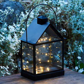 Laternenförmige LED-Dekoleuchte Lauritz, schwarz