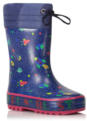 Space Rocket Print Wellington Boots