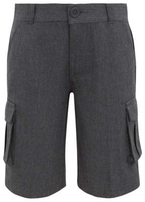 Boys Grey School Adjustable Waist Cargo Shorts