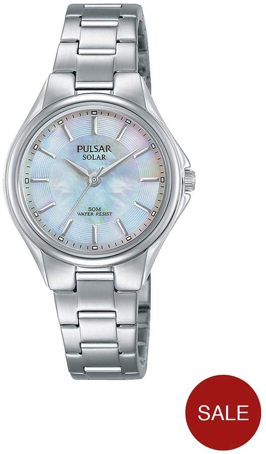 White Mother Of Pearl Dial Solar Ladies Watch