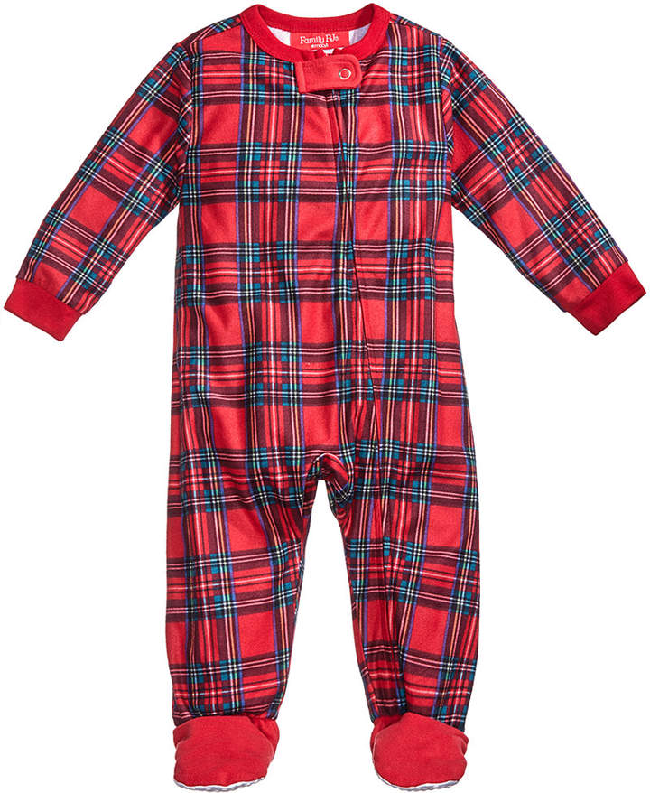 Family Pajamas Baby Boys‘ or Baby Girls‘ Holiday Plaid Footed Pajamas, Created for Macy’s