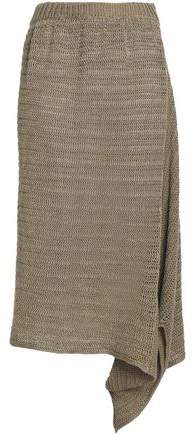 Asymmetric Open-Knit Linen Skirt