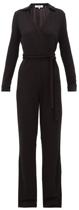 Diane von Furstenberg Aries Wrapped Wide Leg Jumpsuit - Womens - Black