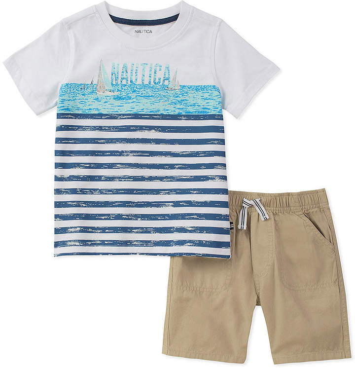 White Stripe 'Nautica' Tee & Shorts - Infant, Toddler & Boys