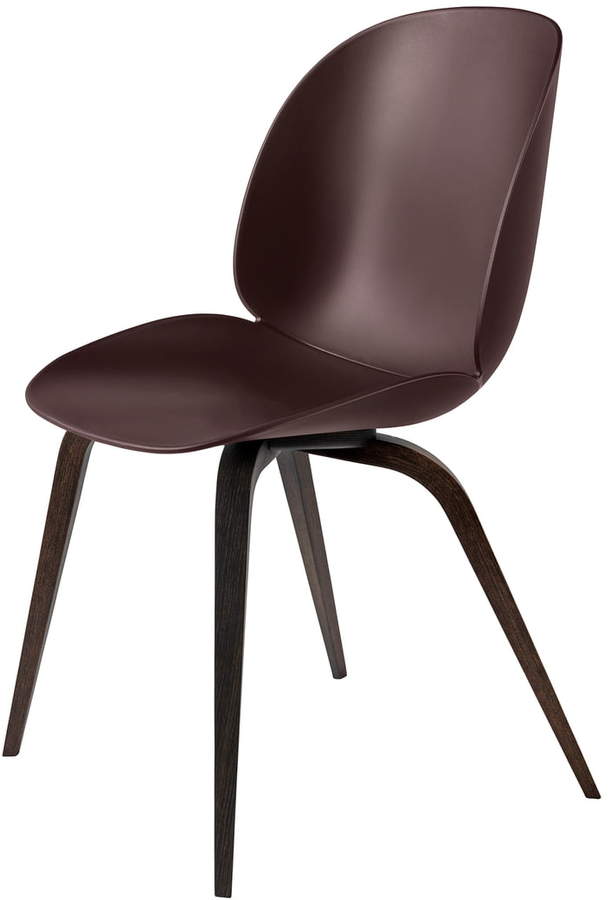 Gubi - Beetle Dining Chair, Wood Base, Eiche geräuchert / dark pink