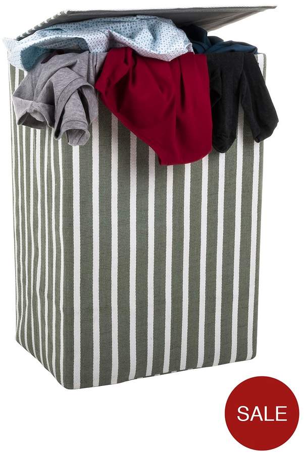 Canvas Laundry Hamper Grey Stripe