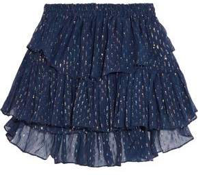 Tiered Metallic Fil Coupé And Silk-Chiffon Mini Skirt