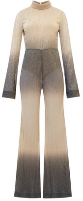 Halpern Wide Leg Lame Jumpsuit - Womens - Nude Multi Halpern Wide Leg Lame Jumpsuit - Womens - Nude Multi