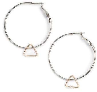 Loren Olivia Triangle Charm Hoop Earrings