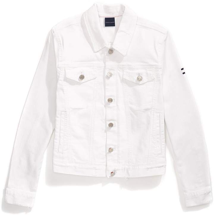 Frayed White Denim Jacket