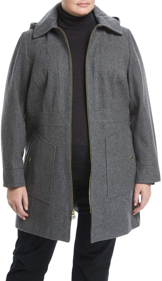 Zip-Front A-Line Wool-Blend Coat