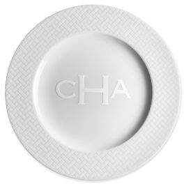 Personalized Wicker White Charger Plate