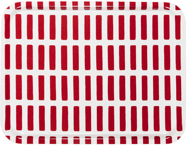 Siena Tablett Large, rot/ weiß